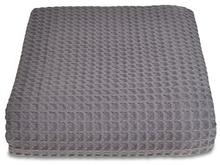 Allure Waffle Throw Blanket, 100% Cotton Luxury Double Bedspread, 175 x 225cm (Charcoal Grey)