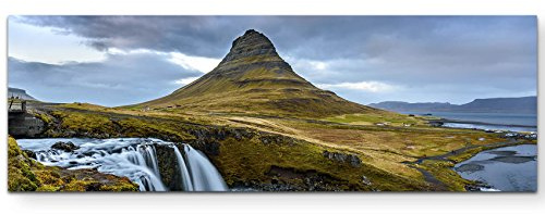 Island – kleiner Wasserfall - Panoramabild auf Leinwand in 120x40cm