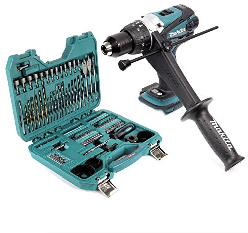 Makita DHP 458Z - Taladro atornillador inalámbrico (18 V, 91 Nm, incluye 100 piezas)