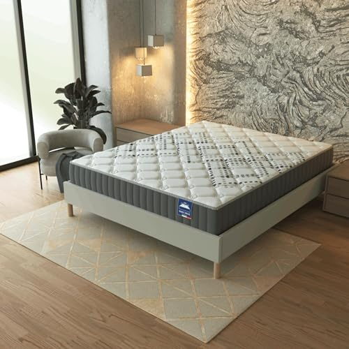 NOVEMBER- Matelas Eliha 140x190cm- Technologie Hybrid: Ressorts ensachés + Mousse HDensité-Épaisseur 20cm- Soutien Tonique & indépendance de Couchage- Label SANITIZED(Anti bactérien/acarien)