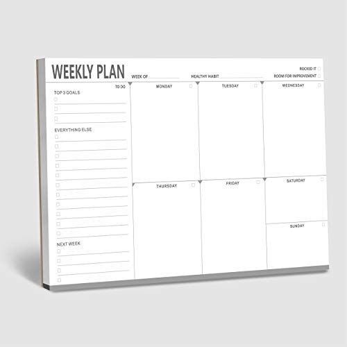 Planificador Semanal para hacer listas en formato Bloc de Notas con soportes magnéticos para el frigorífico (90 hojas de 15.2 x 22.8 cm)