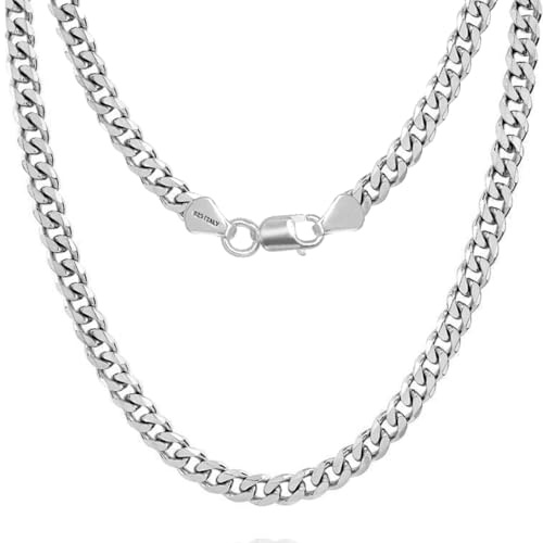 LeCalla Links Sterling Silber Italienischer Schmuck 1,45 mm, 3,5 mm, 6,5 mm Panzerkette Halskette für Teenager Frauen und Männer (16, 18, 20, 22, 24, 26 Zoll)