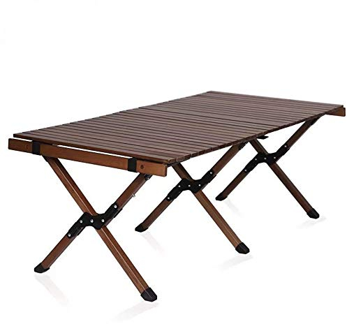Camping Klapptisch mit Aufbewahrungstasche Tragbare Kuchenrolle Holz Picknicktisch im Freien für Reisen BBQ Strandfischen,Black