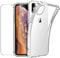 New&Teck hülle für iPhone X/XS + Hartglas-Displayschutzfolie, Durchsichtig Case Transparent Silikon TPU Schutzhülle Premium 9H Gehärtetes Glas für iPhone X/XS