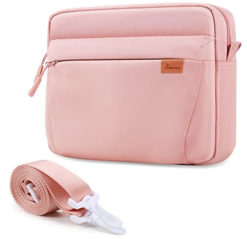 SIMTOP Borsa per Tablet da Donna in Poliestere Borsa per iPad Borsa a Tracolla per Tablet Custodia protettiva per tablet a scomparti Multipli impermeabile da 11 Pollici,Rosa