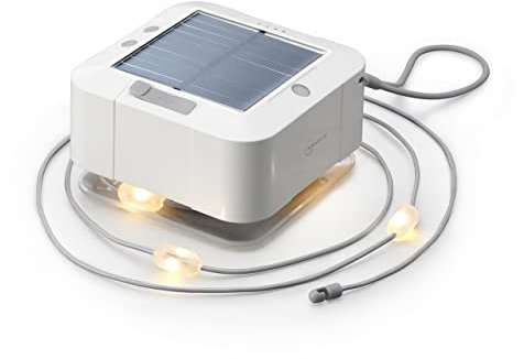 Auraglow Solar- & USB-LED-Lichterkette für den Außenbereich, wiederaufladbarer Akku, integrierte Taschenlampe & Powerbank, ideal für Camping, Zelt, Pavillon, Sonnenschirm & Gartenbeleuchtung, Weiß