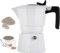 Caffettiera Per Caffè Espresso Con Piano Cottura in Alluminio,4 Tazze (5 Once - 160 Ml) Moka,Per Piano Cottura a Gas O Elettrico,Caffettiera Classica Italiana E Cubana,Per Latte Moka,White-2-Cup