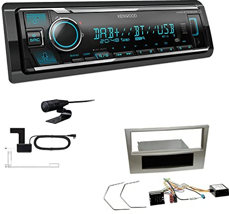 Kenwood KMM-BT508DAB 1-DIN Digital Media Receiver Autoradio DAB+ Bluetooth Amazon Alexa Einbauset passend für Opel Astra H Twin Top 2006-2010 Satin Stone inkl Canbus