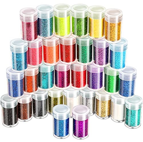 LEOBRO Fine Glitter Powder - Extra Fine Craft Glitter for Christmas Epoxy Resin, Body Nail Art, DIY Projects, Wedding Decoration - 32 Colors