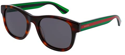 GUCCI Mens GG0003SN Sunglasses, Havana-Green-Grey, 52