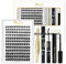 Individual Lashes 144 Cluster-Lashes-Kit QUEWEL DIY Eyelash Extensions, Clusters Eyelash Applicator, Cluster Lashes Bond and Seal Super Hold, Clusters Lash Glue Remover Easy to Remove(SNR012-MIX8-16)