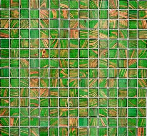 Glasmosaik Mosaikfliese helles Perlgrün Hellgrün Gold Kupfer changierend Wand Fliesenspiegel Küche Dusche