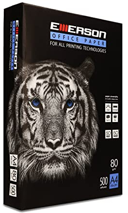 Emerson Druckerpapier Kopierepapier TIGER A4 | 210 x 297 mm | A4 | Fotokopierpapier | Weißgrad: 146 CIE | 80 g/m2 | 500 Blatt | Drucker: Laser, Inkjet, Fotokopie, Fax | Papier zum Fotokopieren