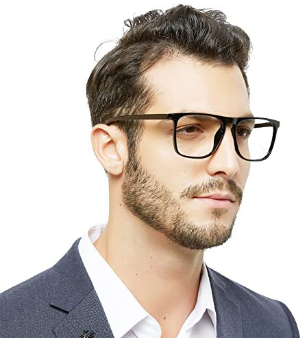 OCCI CHIARI Fashion Bifocal Blue Light Glasses 2.5 for Men Oversized Men's Bifocal Glasses Spring Hinge (Black, 250)