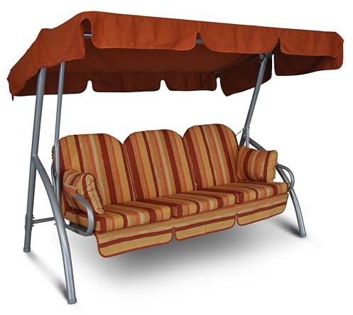 ANGERER Hollywoodschaukel Deluxe Terra-rot gestreift | Gartenschaukel Made in Germany, Schaukel zum Sitzen und Entspannen, einfache Montage