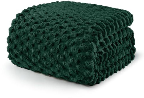 Exclusivo Mezcla Kuscheldecke Fleece Decke, Flauschige Sofadecke 150 x 200 cm, Jacquard-Überwurfdecke Wohndecke Tagesdecke, Warm und Leicht für Ganzjahreszeit, Dunkelgrün