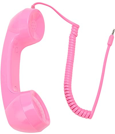 Dpofirs Retro Telefonhörer, Vintage Retro 3,5 mm Telefonhörer Handyempfänger, Strahlungssicheres Hand Handymikrofon für Mobiltelefone und Computer (Rosa)