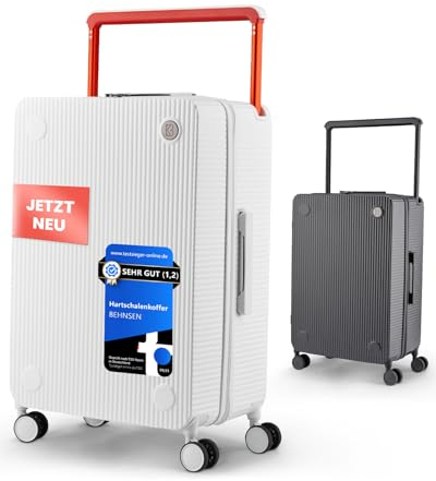 BEHNSEN Hartschalenkoffer aus Polycarbonat 37x23x55cm | Reisekoffer mit Rollen [Breiter Griff] - leise, sicher & Kratzfest - Premium Rollkoffer mit Zahlenschloss & extra Fächern - 39 L