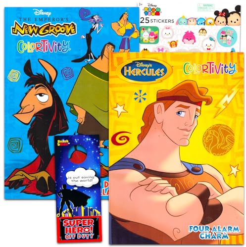 Hercules Malbuch-Set für Kinder – Bündel mit 2 Disney-Malbüchern mit Herkules und mehr plus Aufklebern, Spielen, Puzzles, Aktivitäten | Disney Hercules Malbuch, Mehrfarbig
