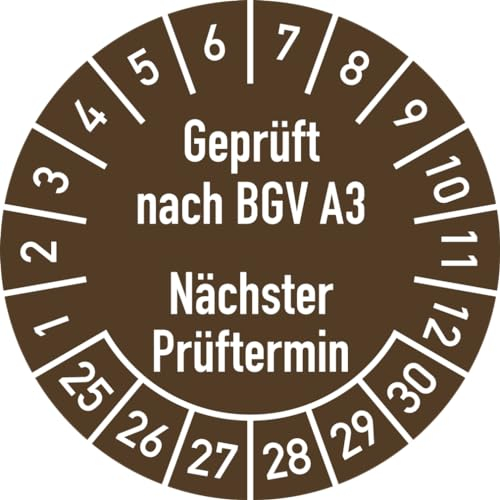 Dreifke® Prüfplakette Geprüft nach BGV A3 2025-2034, Folie, Ø 30 mm, 500 Stück