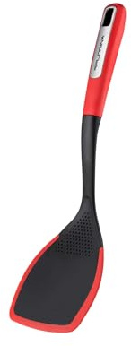 FLORINA Pfannenwender aus Silikon 34,5 cm | Wender MARS mit Rutschfestem Soft-Touch Griff | Wendespatel mit Aufhängeöse | Hitzebeständiger Küchenhelfer | Spülmaschinenfest | Farbe: Rot/Schwarz