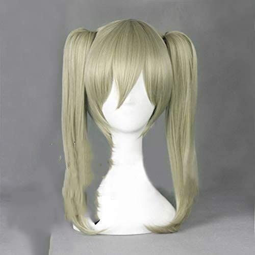 HBYLEE- Wig Anime Cosplay Anime Soul Eater Maka Albarn Cosplay Perücken Leinen Doppelter Pferdeschwanz Hitzebeständige Kunsthaarperücke + Perückenkappe 374B[Farbe:Onecolor]