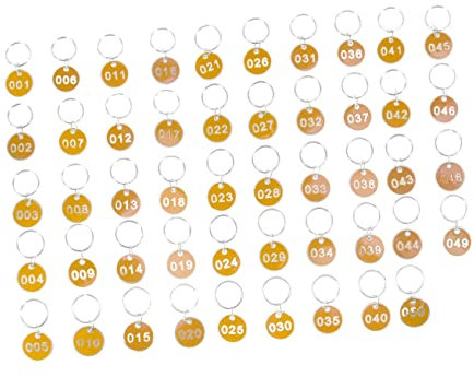 WRITWAA 50pcs Aluminium Alloy Storage Tags Metal Luggage Id Tags Key Ring Labels Numbers