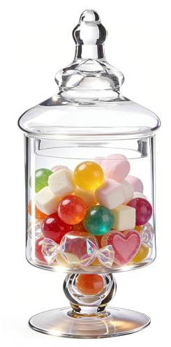 Bonbonglas Glasbehälter mit Deckel, Lebensmittelechter Vorratsglas aus Glas, Wiederverwendbar Aufbewahrungsgläser, für Kekse, Süßigkeiten, Gelee, Schokolade, Marshmallows für Partys, Feste, Hochzeiten