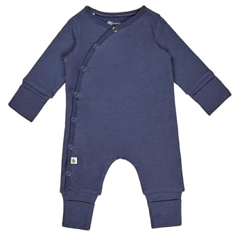 Sterntaler Baby Spieler aus Rippjersey – Playsuit mit Druckknöpfen – Langarm Overall mit Kratzschutz Umschlagbündchen – Jungen Strampler – Babykleidung ab Geburt – blau, Gr. 68