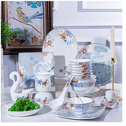 CAFIEDR Keramik Geschirr Set Retro Stil Schöne Bunte Porzellan Kombination Set 60 teiliges Set