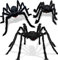 Halloween Spinne Set - 3 Stück Riesenspinne Outdoor Deko, Gruselige Plüsch Spinnen 90cm 75cm 60cm Schwarz für Horror Dekoration