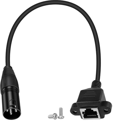 Maxhood RJ45 to XLR Adapter Cable, RJ45 to 3 Pin XLR Cable, 3 Pin XLR Male to RJ45 Female Network Extension Connector for Amplifiers, Mixers, KTV Equipment, Lighting and Sound, 30cm
