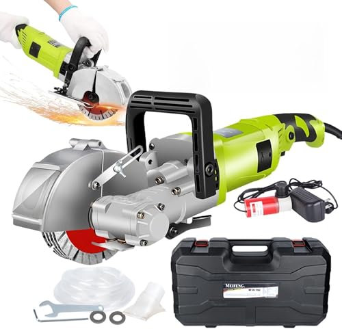 Fablestoryem Rainureuse Murale 4000 W - avec 5 Lames Saw Blades 7500 TR/Min - Rainureuse Murale pour Briques, Granit, marbre, béton, Notcher Groover,Green