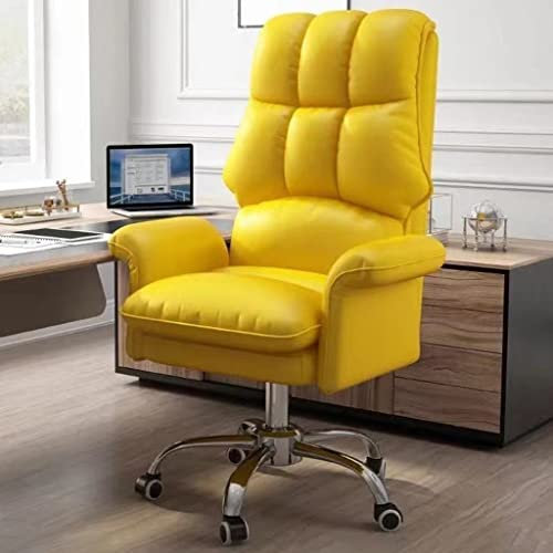 Sedia ergonomica per casa e ufficio, con supporto lombare regolabile e schienale alto, per adulti, sedia da scrivania con braccioli, per gaming, colore giallo