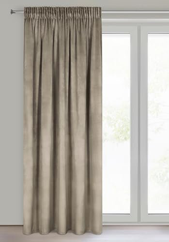 Eurofirany Melanie Vorhang Samt Velvet Kräuselband -1 STK. Weich Edel Gardine 200g/m² Elegant Glatt Einfarbig Flauschig Modern Klassisch Wohnzimmer Schlafzimmer, 140x270 cm, Braun