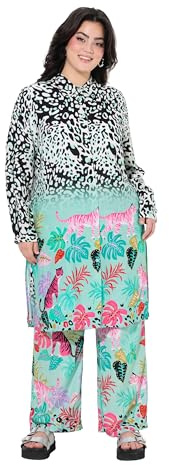 Angel of Style Damen große Größen Übergrößen Plus Size Hemdblusen-Midikleid, Alloverdruck, Langarm helles lichtgrün 48 840601410-48