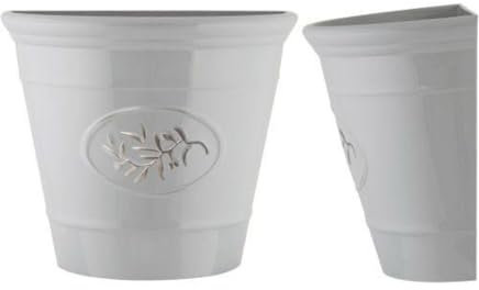 Plastic Classic Olive Grey Planters, Saucers, Trough and Wall Plant Pot Long Lasting Flower Garden Indoor Outdoor Planter Cover Weather, Frost Proof Glossy Effect (23cm Wall Planter)