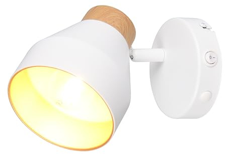 Reality Leuchten Spotleuchte Valentin R81921731, Metall Weiß matt, Holznachbildung, exkl. 1x E14
