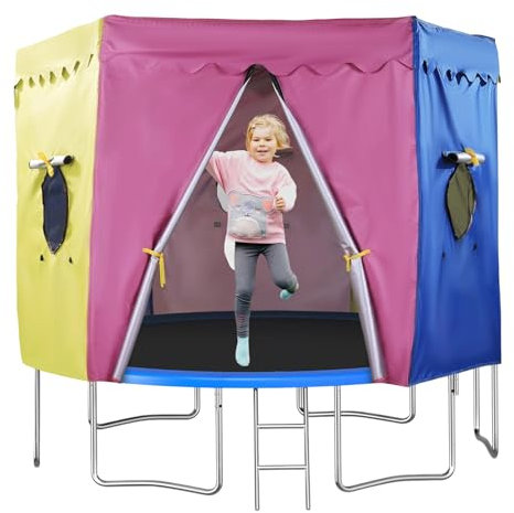 Nujuehy Trampoline Canopy, Trampoline Top Shade Cover, Waterproof Rainproof Fabric Tarp Sunscreen Protective Enclosures Accessories for Sports Jumping Pool Outdoor Picnics