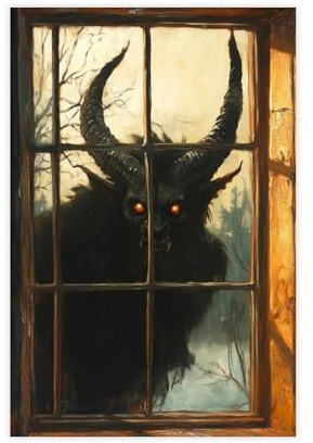 MGHDGD Krampus, Creepmas Dekor, Gothic-Weihnachtskunst, Leinwandposter, Wandkunst, Dekordruck, Bild Gemälde für Wohnzimmer, Schlafzimmer, Dekoration, 30 x 45 cm