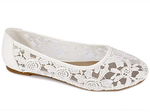 Greatonu Women Shoes Cut Out Slip On Synthetic Lace Ballet Flats