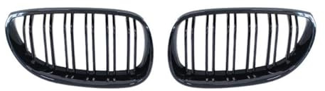 Vordere Kühlergrill Für E60 E61 5 Series 2003-2009 Auto Frontstoßstangengrill Nieren-Racing-Grillgitter Glanzschwarz Doppellamelle(Schwarz glänzend)