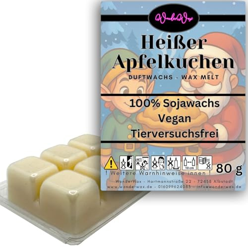 WonderWax® Duftriegel 6 x Duftwachs Würfel | Christmas Heißer Apfelkuchen | Farbe: Weiß | Weihnachten Raumduft für Duftlampen, Wax Melt, Sojawachs, Indoor Duftöl Wachs schmelzen für Aromalampe