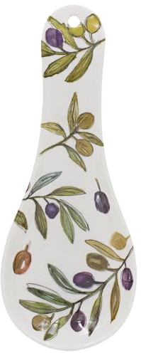 The Leonardo Collection Jennifer Rose Olive Grove Melamine Spoon Rest | Reusable Surface, Heat Resistant Finish, Easy Clean, Kitchen Essential