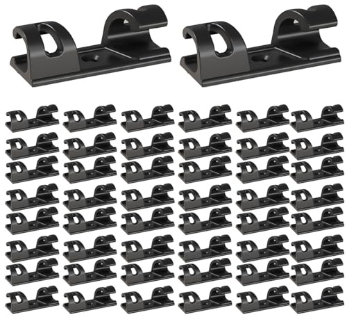40 Pack Black Cable Clips Adhesive Wire Clips for Car Dash Cam Desk TV | 40 pack adhesive black cable clips for organizing wires on car dashboards desks TVs and home office surfaces