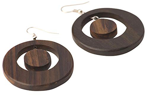 81stgeneration Orecchini In Legno con Ganci Francesi Argento 925 Rotondi Marroni