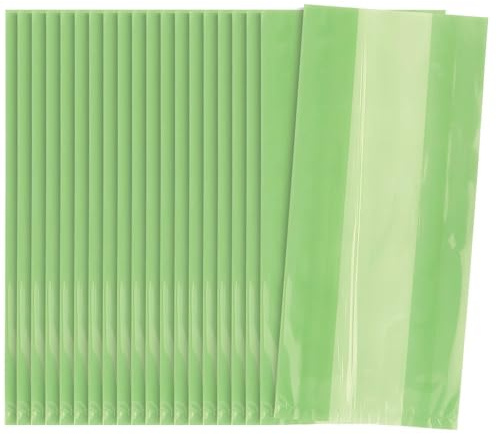 Lime Green Large Cellophane Bags (27cm x 12cm) 30 Count - Vibrant and Durable Packaging for Gifts and Treats