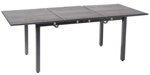 greemotion Ausziehtisch Toulouse eisengrau, Gartentisch mit Niveauregulierung, witterungsbeständig und pflegeleicht, dekoratives Streckmetall-Gitter, Maße: ca. 140/200 x 90 x 74 cm