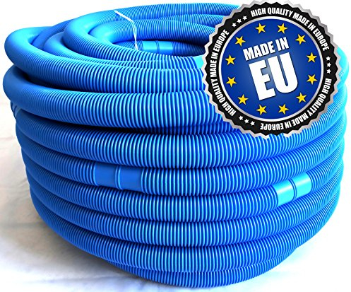 poolomio® Poolschlauch 38mm Durchmesser für Poolpumpen, hochwertiger Wasserschlauch flexibel, UV & Chlorwasser-beständiger Schwimmbadschlauch, Pumpenschlauch, Poolschläuche aus Europa, Blau, Länge 50m