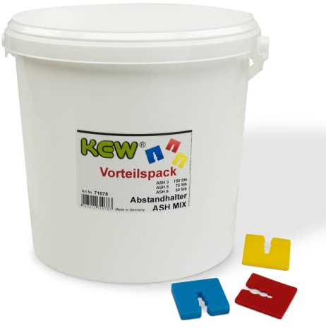 KEW 180x Abstandhalter ASH 10mm im XL Eimer - Abstandsplatten - Distanzhalter - Abstandsplättchen - einfache Montage - farbliche Erkennung - 180er-Pack